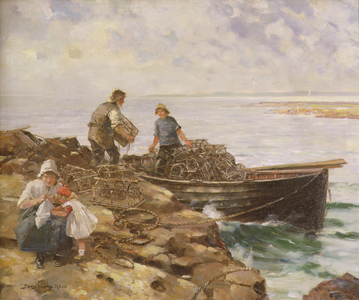 Loading Lobster Pots, c.1900 (oil on canvas)