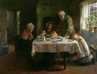 Grace Before Supper (oil on canvas)