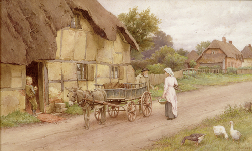 The Donkey Cart, c.1920 (w/c on paper)