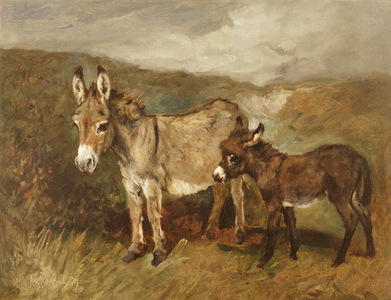 Donkeys out on the Moor, c.1890 (oil on canvas)