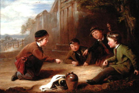 Playing Marbles, c.1865 (oil on panel)