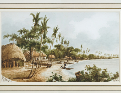 House and Mission Church, Apia Bay, Upolu, Samoa, by Conway Shipley, May 1848 (watercolour on paper)