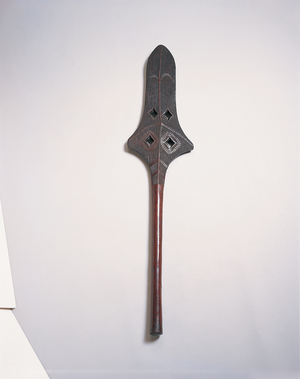 Culacula, club with cutout designs and intricate decoration, 18th or early 19th century (wood);
