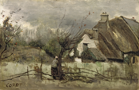 Thatched cottage in Picardie (oil on canvas)
