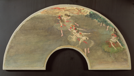Ballet dancers, design for a fan (gouache on canvas)