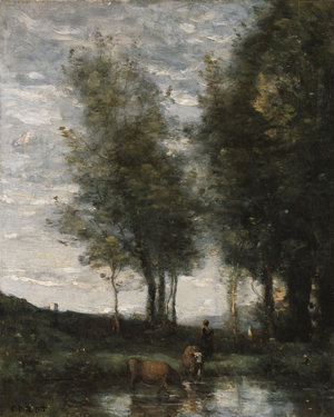 The pond, cowherd (oil oncanvas)