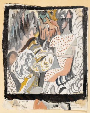 Two Women at a Circular Table, South Carolina, 1916 (w/c on canvas)