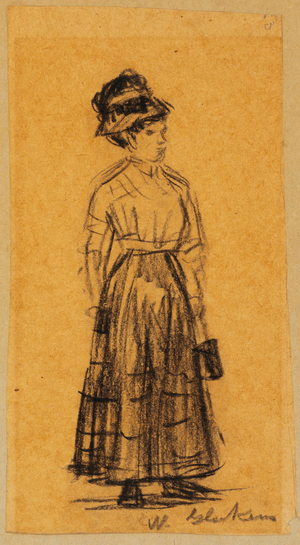 Woman in Black Hat and Black Skirt (pencil on paper)
