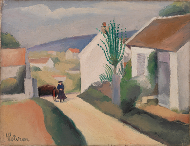 Landscape with Two Figures (oil on canvas)