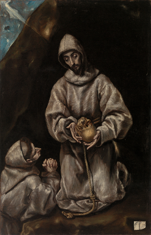 Saint Francis of Assisi and Brother Leo meditating on Death, 1600-1614 (oil on canvas)