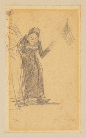Woman Waving Flag (pencil on paper)