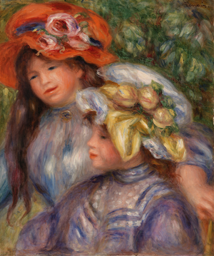 Heads of Two Girls with Hats, c.1910 (oil on canvas)