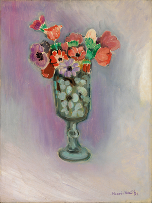 Anemones in a Glass Vase, 1919 (oil on canvas)