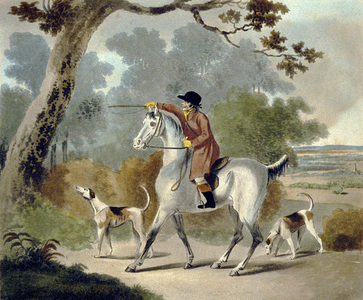 Push Him Tom Boy, from The Pytchley Hunt, engraved by F. Jukes (1745-1812), 1790 (colour litho)