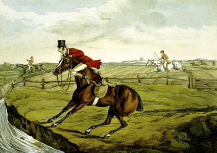 Stopping at Water, from 'Qualified Horses and Unqualified Riders', 1815 (colour engraving)