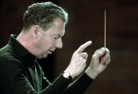 Benjamin Britten rehearsing the English Chamber Orchestra in Snape Maltings concert hall, 1967 (photo)