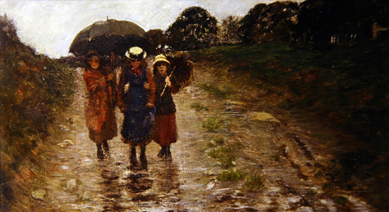 A Rainy Day (oil on canvas)