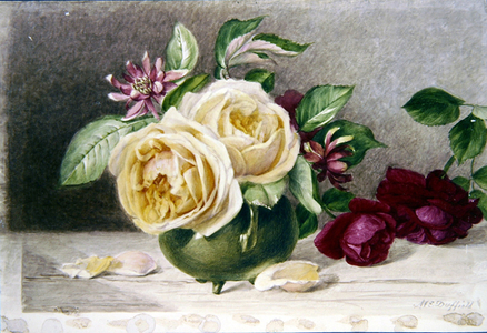 Roses in a bowl (w/c on paper)