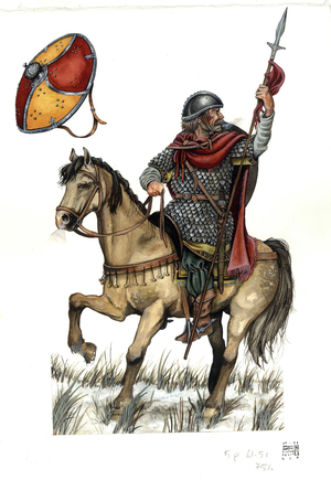 Middle Ages: soldier of the Carolingian heavy cavalry. 8th century