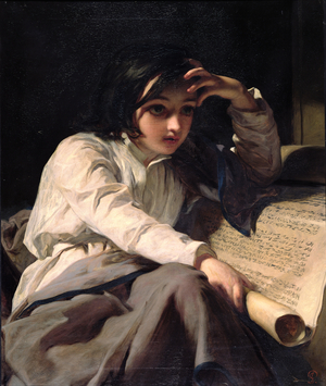 The Infant Timothy Unfolding the Scriptures, c.1853 (oil on canvas)