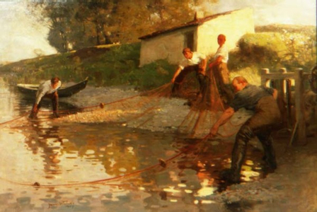 Tweed Salmon Fishers, 1907 (oil on canvas)