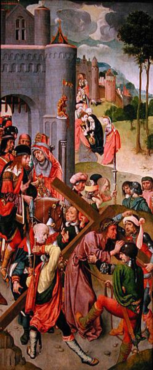 Christ carrying the cross, side panel from a triptych, c.1490s (oil on panel) (see also 152537)