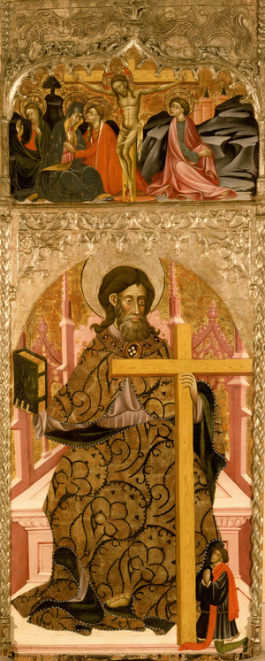 St. Philip and a donor surmounted by the Crucifixion (oil & tempera on panel)