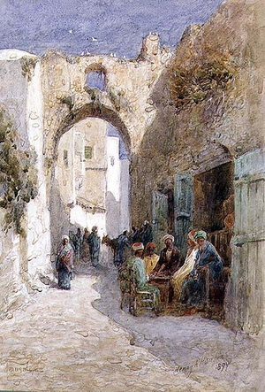 A Quiet Street, Jerusalem, 1897 (w/c on paper)