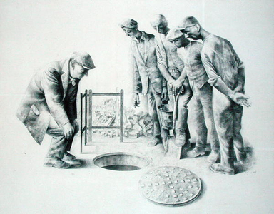 The Manhole (pen & ink with pencil on paper)