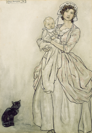 Rip's daughter and grandchild, 1904 (w/c with pen & ink on paper)