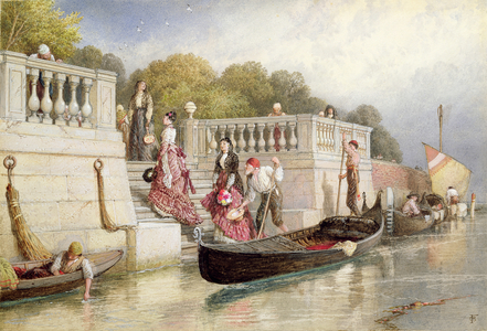 Disembarking from the Gondola, Venice (w/c with bodycolour on paper)