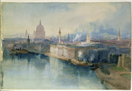 London from the Tower Bridge, 1914 (watercolour on paper)