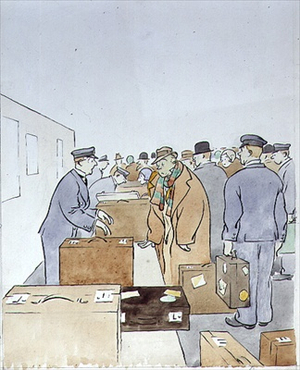 "Have you anything to declare?" "Yes..I've been most dreadfully sick", an illustration from 'Fun Fair' by the artist, pub. 1934 (pen & ink, w/c)