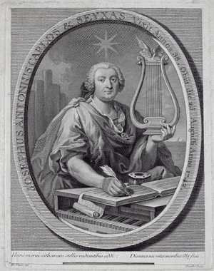 Portrait of Jose Carlos Seixas (1704-42) engraved by John Daulle (1703-63) (engraving)
