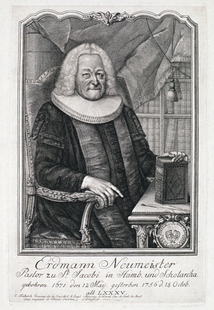 Portrait of Erdmann Neumeister (1671-1756) (engraving)