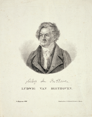 Ludwig van Beethoven (1770-1827) engraved by C.F. Klinkicht (litho)