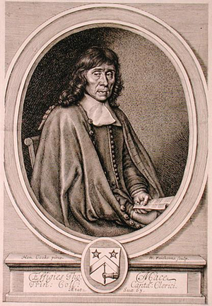 Portrait of Thomas Mace (1612-1706) engraved by William Faithorne (1656-c.1701) (engraving)