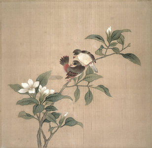 Flowers and birds, (w/c on silk)