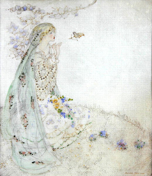 'A Sparrow purposes to kill a Lady' (w/c on vellum)