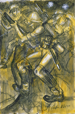 Middle East Battle School c.1943, 1990 (ink, paste, gouache and wash)