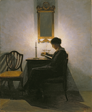 Woman rseading by Candlelight, 1908 (oil on canvas)