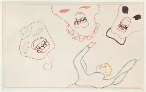Masks, 1918 (pencil & ink on paper)