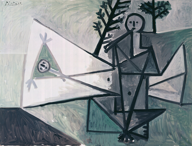 Woman and flute player, 1956 (oil on canvas)