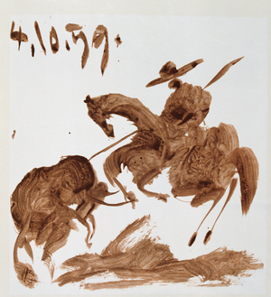 From 3rd Book in 'Toros y Toreros' published by the Cercle d'Art in 1961 dsepia ink and wash on paper)