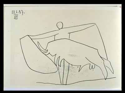 Bullfight, 1957 in 'Toros y Toreros' published by the Cercle d'Art in 1961 (pencil on paper)