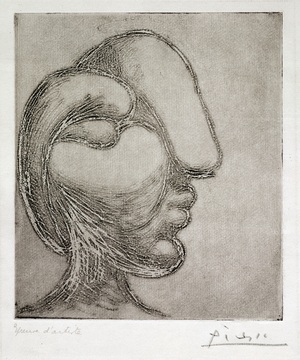 Marie-Therese in profile, 12th March 1933 (aquatint)