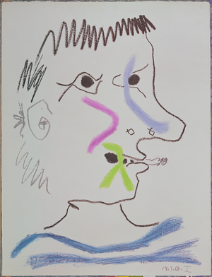Man Smoking I, 18th May 1964 (coloured crayon and chalk)