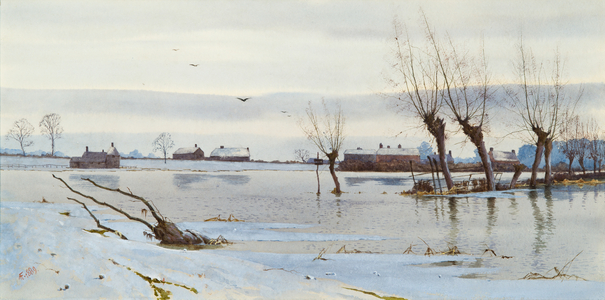 Winter Landscape with Flooded River, 1889 (w/c)