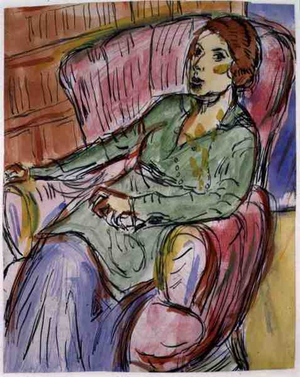 Portrait of the Artist's Wife, Charlotte, c.1921 (pen & ink on paper)