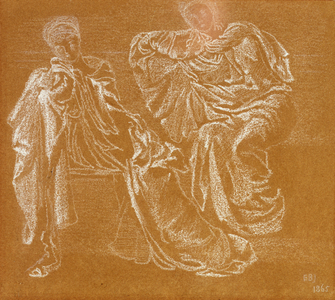 Study of figures, 1865 (white chalk on brown paper)